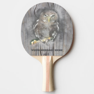Personalized Barn Wood Owl Rustic Farm Natural  Ping Pong Paddle