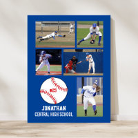 Personalized Baseball 5 Photo Collage Name Team #
