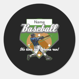 Personalized Baseball Home Run T Shirt Classic Round Sticker