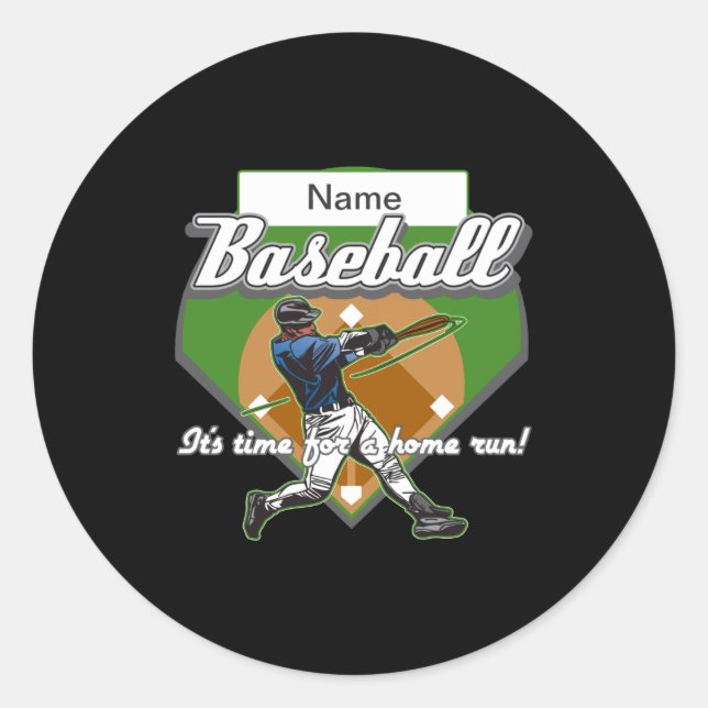 Personalized Baseball Home Run T Shirt  Classic Round Sticker (Front)