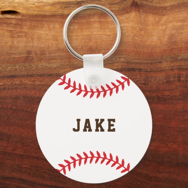 Personalized Baseball Kids Name Key Ring (Front)