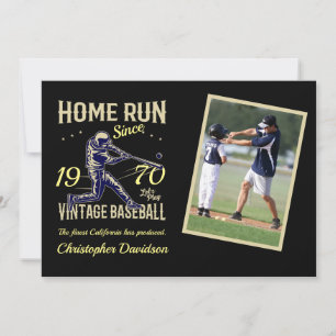 Personalized Baseball Photo Year Name Birthday Invitation