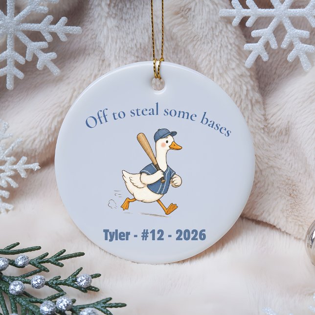 Personalized Baseball Player Gift Custom Name  Ceramic Tree Decoration (Creator Uploaded)