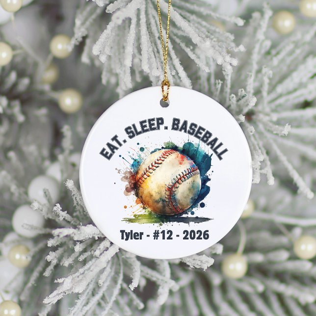 Personalized Baseball Player Name Number Gift Ceramic Tree Decoration (Creator Uploaded)