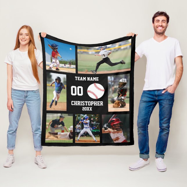 Personalized Baseball Player Room Decorative Fleece Blanket (In Situ)