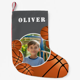 Personalized Basketball Ball Football Boy Photo Small Christmas Stocking