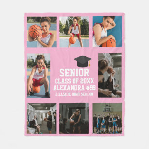 Personalized Basketball Girls Senior Graduation Fleece Blanket