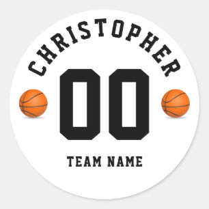 Personalized Basketball Kids School Team Locker Classic Round Sticker