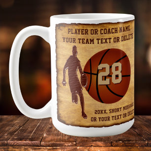 Personalized, Basketball Mugs for Players or Coach