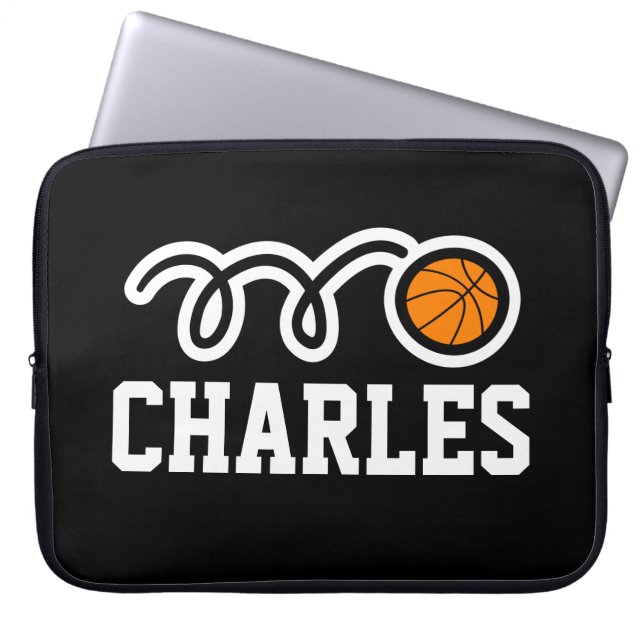 Personalized basketball Neoprene 15 inch Laptop Sleeve (Front)