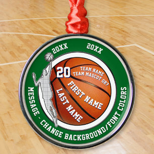 Personalized Basketball Ornaments. Basketball Team Metal Tree Decoration