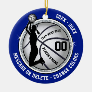 Personalized Basketball Ornaments for Girls, Blue