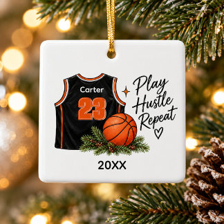Personalized Basketball Player Name Number  Ceramic Ornament