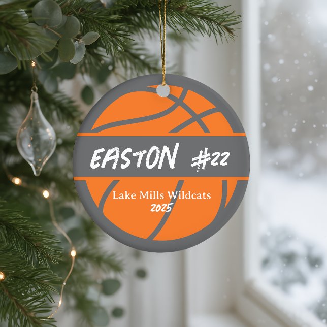 Personalized Basketball Player Name Year Christmas Ceramic Tree Decoration (Creator Uploaded)