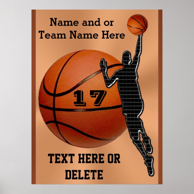 Personalized Basketball Posters Choose Poster Size (Front)