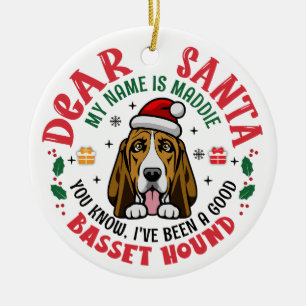 Personalized Basset Hound Dog Christmas Tree Round Ceramic Tree Decoration