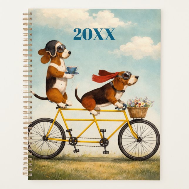 Personalized Basset Hound Tandem Planner (Front)