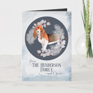 Personalized Bassett Hound Christmas Holiday Card