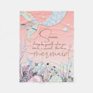 Personalized "Be a Mermaid" Fleece Blanket
