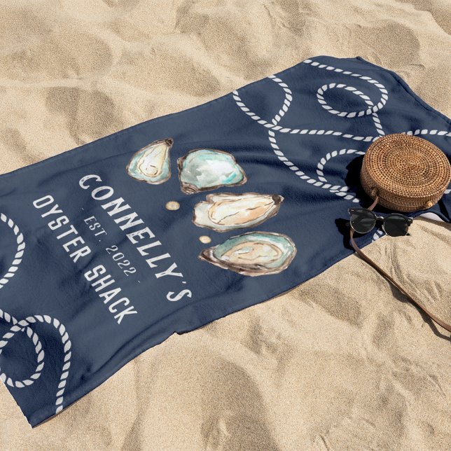 Personalized Beach House Oyster Shack Beach Towel (Creator Uploaded)