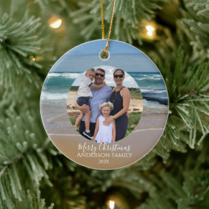 Personalized Beach Ocean Christmas Card Ceramic Tree Decoration