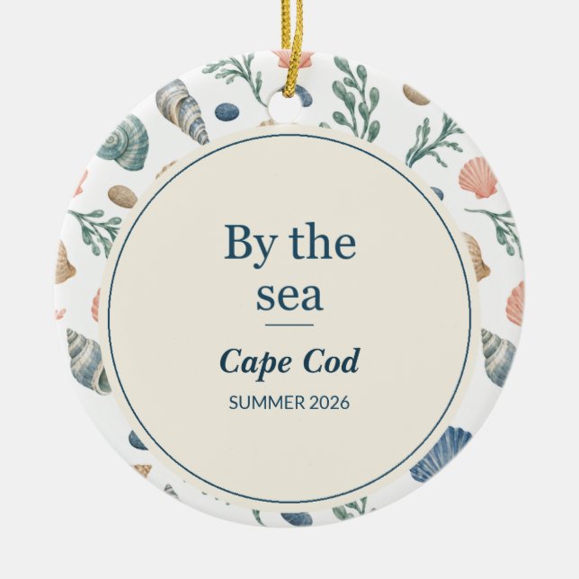 Personalized Beach Vacation Memory Ceramic Tree Decoration (Front)
