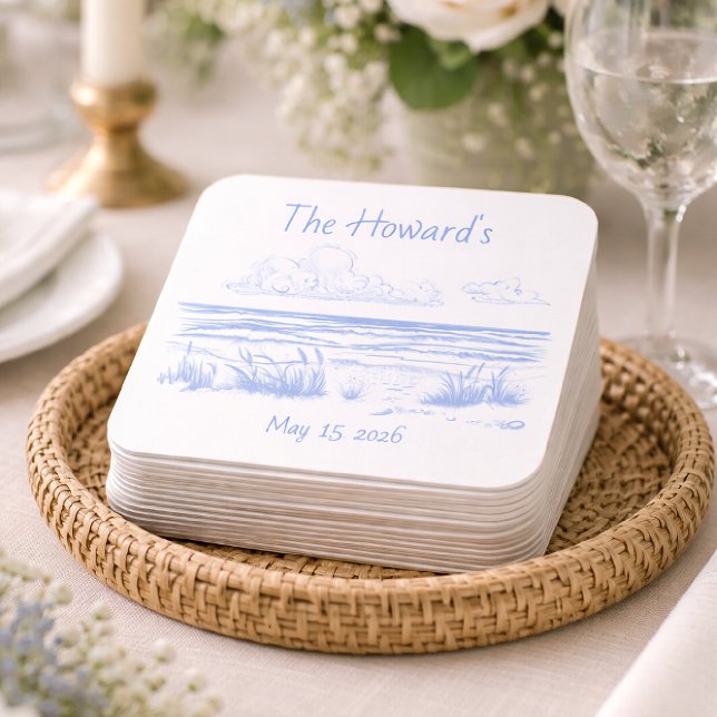 Personalized Beach Wedding Coasters (Creator Uploaded)