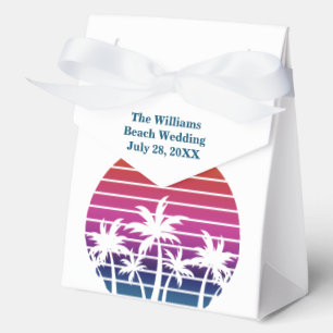 Personalized Beach Wedding Sunset Palm Trees Favour Box