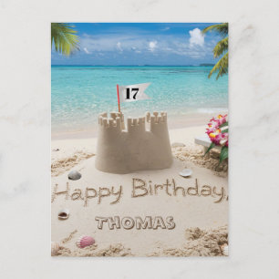 Personalized Beachside Birthday Design Postcard