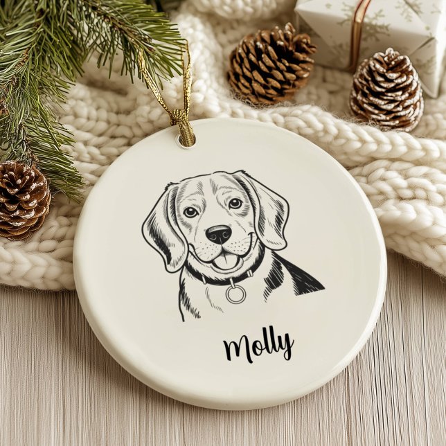 Personalized Beagle Dog Christmas Ceramic Tree Decoration (Creator Uploaded)