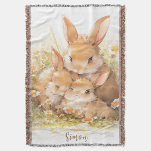 Personalized Beatrix Potter Style Bunny Rabbits Throw Blanket