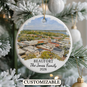 Personalized Beaufort Ornament, South Carolina Ceramic Tree Decoration