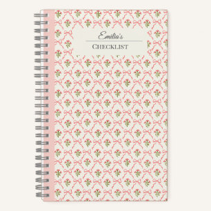 Personalized beautiful classic botanical pink notebook