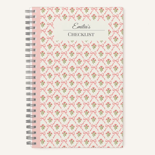 Personalized beautiful classic botanical pink notebook (Front)