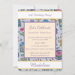 Personalized Beauty and the Beast Book Girl Invitation