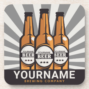 Personalized Beer Bottle Craft Brewing Company Coaster