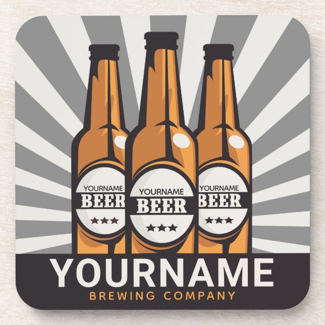 Personalized Beer Bottle Craft Brewing Company Coaster (Front)