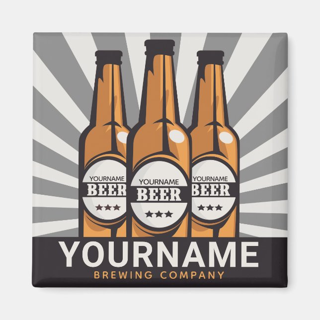 Personalized Beer Bottle Craft Brewing Company Magnet (Front)