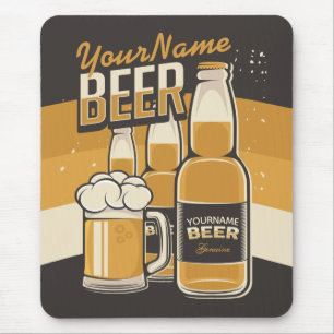 Personalized Beer Bottle Sudsy Mug Brewing Bar  Mouse Mat
