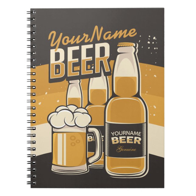 Personalized Beer Bottle Sudsy Mug Brewing Bar Notebook (Front)