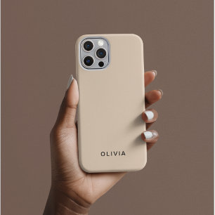 "Personalized Beige iPhone Case with Custom
