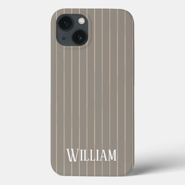 Personalized beige pinstripes Case-Mate iPhone cas Case (Back)