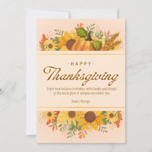 Personalized Beige Simple Thanksgiving  Holiday Card