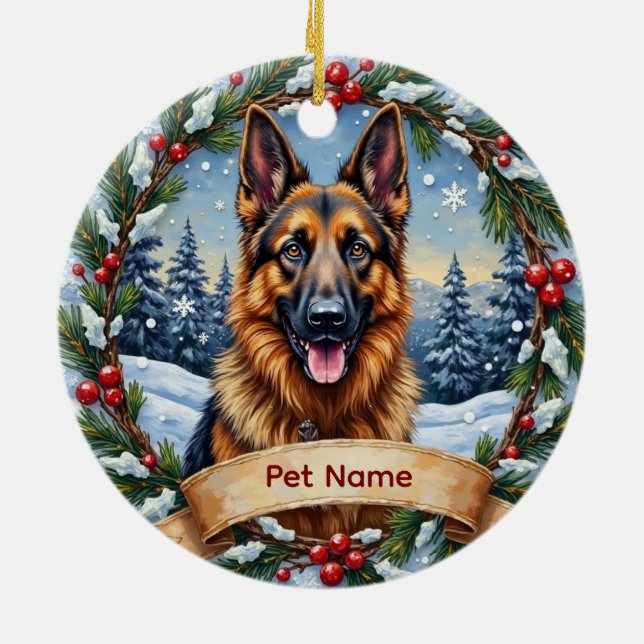 Personalized Belgian Shepherd Christmas Ceramic Tree Decoration (Back)