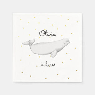 Personalized Beluga Whale New Baby Shower  Napkin