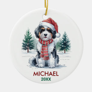 Personalized Bernedoodle Dog Christmas Ceramic Tree Decoration