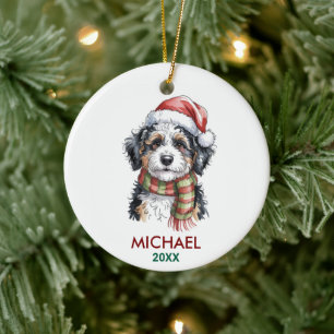 Personalized Bernedoodle Dog Christmas Ceramic Tree Decoration