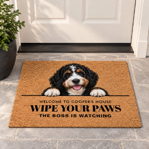 Personalized Bernedoodle Wipe Your Paws Doormat