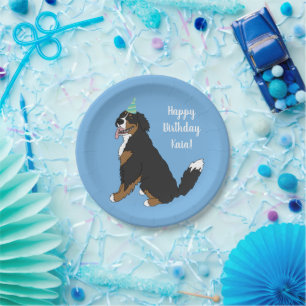 Personalized Bernese Mountain Dog Birthday  Paper Plate