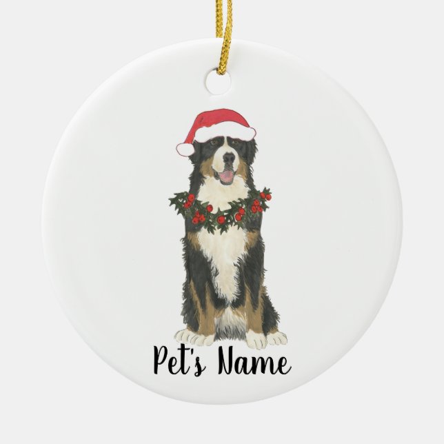 Personalized Bernese Mountain Dog Christmas Ceramic Tree Decoration (Front)